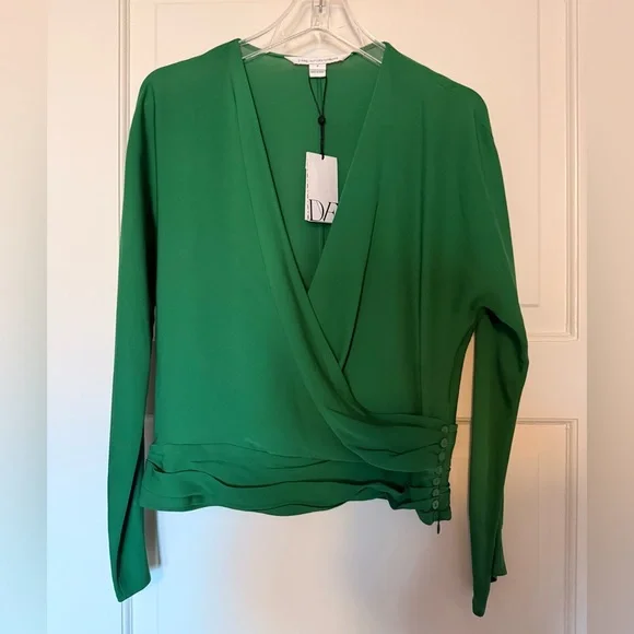 Diane Von Furstenberg Emerald Wrap Blouse - Picture 1 of 9
